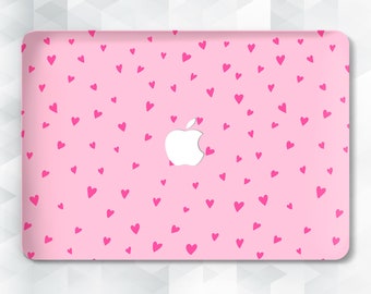 Hearts MacBook case Cute girly MacBook Pro 13 14 Air 13 m2 m1 Air 15 Pro 16 m3 Aesthetic hot pink hearts Kawaii trendy pretty Y2K cover
