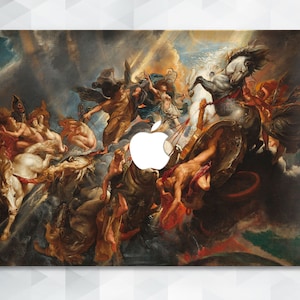 Art MacBook-hoes vintage schilderij MacBook Pro 14 13 16 Air 13 M2 12 15 esthetiek vrouwen paarden Renaissance trending klassieke kunst Rubens-omslag