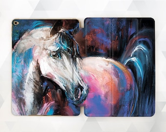 Horse iPad case 6th gen Girl Art iPad 9.7 2018 Cute Animal iPad Pro 11 10.5 12.9 inch Mini 4 Air 3 2 Artist Painting Smart Cover with Stand