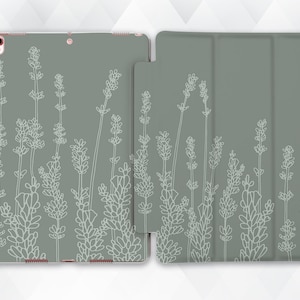 Floral iPad case Cute Aesthetic iPad 10.2 9th 9.7 Pro 11 10.5 12.9 Air 4 Mini 6 5 for Girl Flowers Nature Pastel Green Trendy Minimal cover