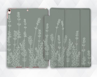 Floral iPad case Cute Aesthetic iPad 10.2 9th 9.7 Pro 11 10.5 12.9 Air 4 Mini 6 5 for Girl Flowers Nature Pastel Green Trendy Minimal cover