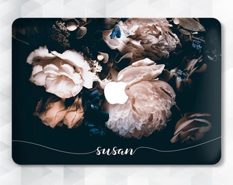 Name MacBook case Cute Floral MacBook Pro 13 16 15 inch Air 13 Personalized Flowers MacBook 12 Girls Custom Pink Roses Peonies Unique cover