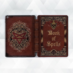 Gothic iPad case Book of spells iPad Air 5th iPad 10th 9th gen Pro 12.9 11 10.2 10.9 Mini 6 Vintage magic book for witch Occult spells cover