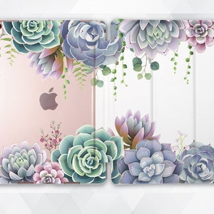 Succulent iPad case Girls Cute iPad 9.7 10.2 7th Cactus Floral iPad Pro 11 10.5 12.9 Mini 5 Air 3 Nature Aesthetic Girly Green Cacti cover