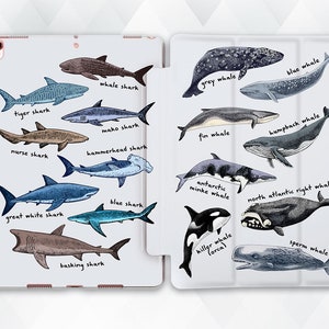 Nature iPad case Ocean animals iPad Air 5 iPad 10th 9th Pro 12.9 11 10.2 10.9 Mini 6th Sharks Whales Aesthetic trendy design Sea life case