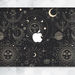 Celestial MacBook case Vintage Stars MacBook Pro 13 16 15 Air 13 Moon Sun MacBook 12 inch Geometric Space Planets Aesthetic Pattern cover