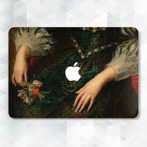 Kunst MacBook-hoesje Esthetische handen MacBook Pro 13 14 inch Air 13 m2 m1 Air 15 Pro 16 Vintage schilderij Vrouw met bloemen omslag elegante dame