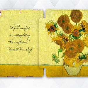 Van Gogh iPad case Sunflowers Art iPad 10.2 9.7 Pro 11 10.5 12.9 Air 4 Mini 6 Quote Vintage Floral Aesthetic Flowers Retro Painting cover