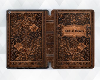 Book iPad case Aesthetic Floral iPad 10.2 Pro 11 12.9 10.5 Air 5 4 10.9 Mini 6 Vintage Old Book Style Retro Book of Flowers Trendy cover