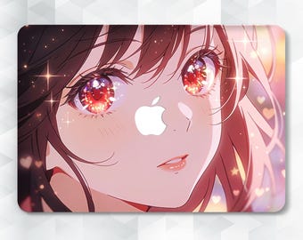 Cute MacBook case Anime girl MacBook Air 13 m5 Air 15 Neo 2026 Pro 14 13 16 Aesthetic kawaii Japanese design Beautiful eyes Girly cover