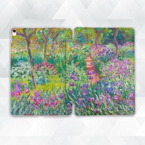 Monet iPad case Aesthetic art iPad Air 5th iPad 10th 9th Pro 12.9 11 10.2 10.9 Mini 6 Purple flowers Vintage floral oil painting Plants case