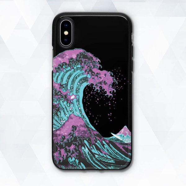 Japanese iPhone case Girl Men iPhone XR Xs 8 7 6 Art Ocean case for Galaxy s8 s7 Black Nature Vaporwave Japan The Great Wave Kanagawa Tumblr