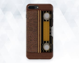 Coque radio vintage rétro pour iPhone 11 Pro XR X 8 Plus 7 pour homme en bois pour Galaxy s10 Pixel 4 Old Radio Design Music Hipster