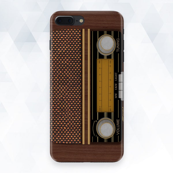 Radio iPhone caso Vintage Retro iPhone 11 Pro XR X 8 Plus 7 para hombres Caja de madera para Galaxy s10 Pixel 4 Old Radio Design Music Hipster cover