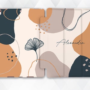 Name iPad case Cute Custom iPad 10.2 9.7 Pro 11 10.5 12.9 Air 4 Mini 5 Girl Personalized Abstract Art Aesthetic Modern Neutral Beige cover