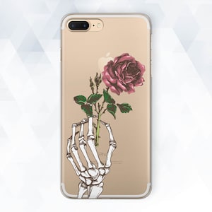 Rose iPhone case Girl Aesthetic iPhone XR Xs Max 8 7 Red Flower case for Samsung Galaxy s10 Plus s9 Pixel 3a Floral Tumblr Girly Skeleton