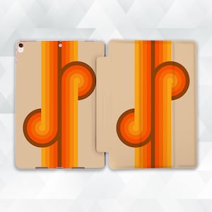 Retro iPad case Aesthetic 70s iPad Air 5th iPad 10th 9th Pro 12.9 11 10.2 10.9 Mini 6th Vintage orange stripes Geometric art Neutral case