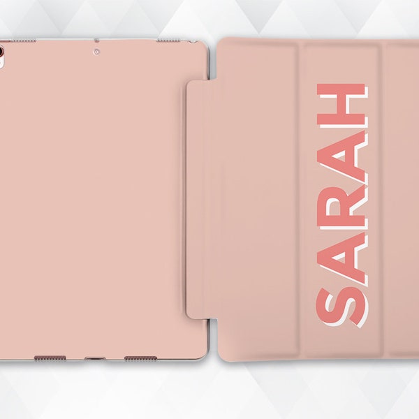 Name iPad case Custom Cute iPad 9.7 10.2 Pro 11 10.5 12.9 Air 4 Mini 5 Girl Personalized Neutral Pastel Minimalist VSCO Simple Teen cover