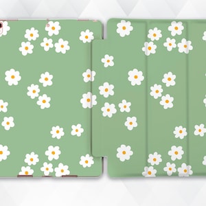 Flowers iPad case Cute Floral iPad 10.2 9.7 Pro 11 10.5 12.9 Air 4 Mini 5 for Girl Pastel Green Kawaii Nature Aesthetic Girly Pattern cover