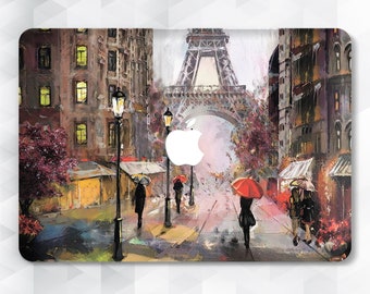 Paris MacBook Hülle Vintage Art MacBook Pro 13 Zoll Pro 15 2018 Floral Cute MacBook Air 13 12 Zoll Gemälde Mädchen Ölfarbe Bunt Zeichnung