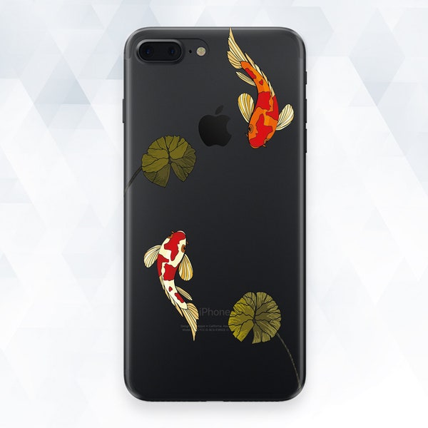 Koi iPhone case Japanese Cute iPhone 11 Pro XR X 8 7 Japan Nature case for Galaxy s20 Pixel 4 Clear Minimalist Minimal Animal Design case