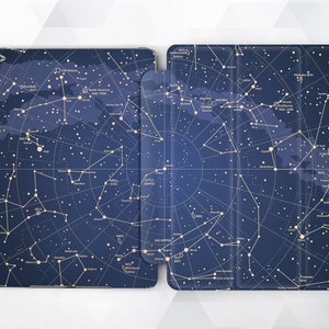 Kaart iPad Case Stars Blue iPad 9,7 6e generatie 2018 meisje mannen iPad Pro 11 10,5 12,9 inch Mini 4 Air 3 2 Space Constellation Sky iPad Smart Cover