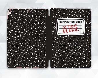 Name iPad case Girl Men iPad 9.7 10.2 7th gen Personalized Custom Pro 11 10.5 12.9 Mini 5 Air 3 Looking like a Composition Book Style Design