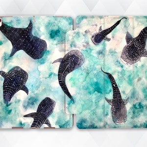 Ocean iPad case Whale Shark iPad 10.2 9th 9.7 Pro 11 10.5 12.9 Air 4 Mini 6 5 Cute Aesthetic Nature Art Animals Blue Turquoise Ocean cover