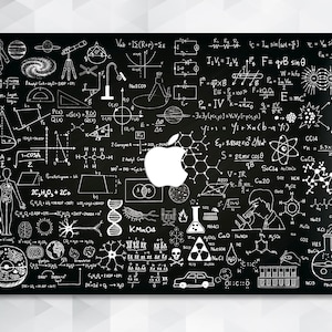 Science MacBook case Black Men MacBook Pro 13 inch 2018 Air 13 Pro 15 Brain Boys MacBook 12 inch Teacher Medicine Geometry Math White Nerd