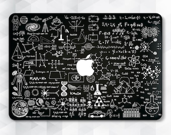 Science MacBook case Black Men MacBook Pro 13 inch 2018 Air 13 Pro 15 Brain Boys MacBook 12 inch Teacher Medicine Geometry Math White Nerd