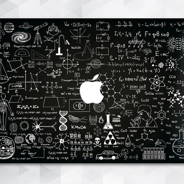 Science MacBook case Black Men MacBook Pro 13 inch 2018 Air 13 Pro 15 Brain Boys MacBook 12 inch Teacher Medicine Geometry Math White Nerd