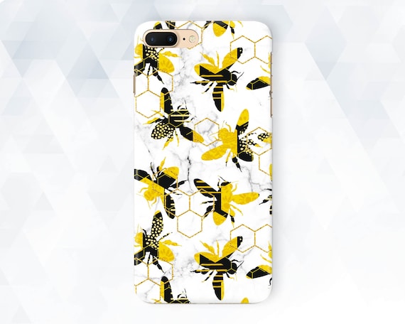 Bee Iphone Case Marble Yellow Iphone Xr Xs 8 7 6 Girl Cute Etsy