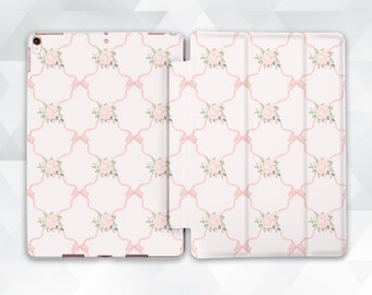Bows iPad case Aesthetic coquette  iPad Air 5 iPad 10th 9th Pro 12.9 11 10.2 10.9 Mini 6 for girl with bows Cute flowers roses ribbons case