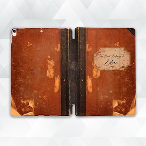 Name iPad case Vintage Book iPad 10th 10.2 9.7 Pro 11 10.5 12.9 Air 5 4 Mini 6 Retro Custom Aesthetic Personalized Old Book Antique cover