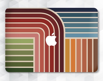 Retro MacBook case Vintage Rainbow MacBook Pro 13 16 Air 13 2020 12 inch Orange Blue Green Red Stripes Simple Geometric 80s Colorful cover