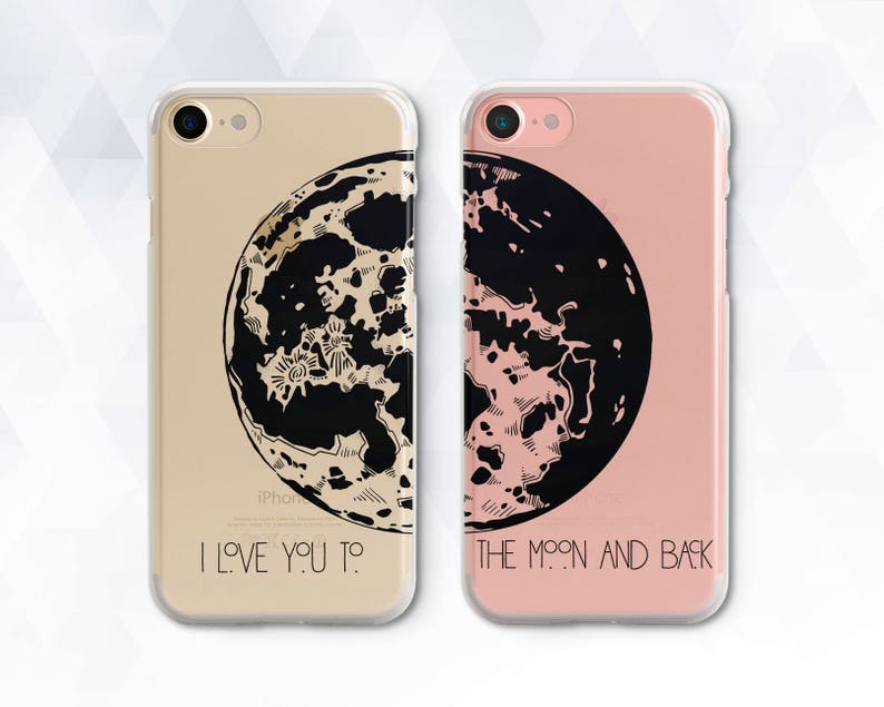 Moon iPhone case Girl Men iPhone XR Xs Max 8 7 Cute Couple case for Samsung Galaxy s10 Plus s9 Pixel 3a Quote Space Matching In Love cover 