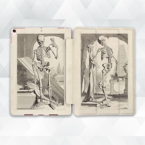 Skeleton iPad case Aesthetic anatomy iPad Air 5th iPad 10th 9th Pro 12.9 11 10.2 10.9 Mini 6 Vintage art Medical drawing Science book case