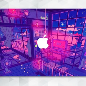 Cartoon MacBook case Cute Japanese MacBook Pro 13 14 inch Air 13 m2 Air m1 Pro 16 2023 15 12 Aesthetic retro anime Vaporwave Y2K LoFi cover