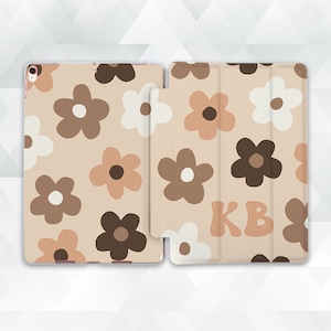 Monogram iPad case Preppy initials iPad Air 5th iPad 10th 9th Pro 12.9 11 10.2 10.9 Mini 6 Cute custom Personalized aesthetic neutral case