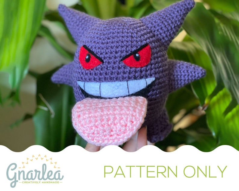 PATTERN Crochet Gengar Pokemon Kanto Handmade Toy/Plush DIY pdf image 1