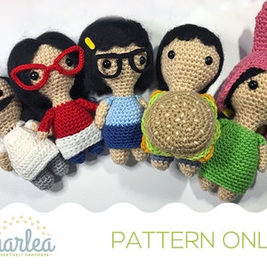 Crochet Bobs Burgers Family Collection PATTERN BUNDLE Belcher Family Bob Linda Tina Gene Louise 8 Doll Base Patterns ONLY image 2