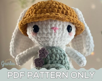 Crochet Bunny Plushie || Easy PATTERN ONLY || Knit/Handmade/Crochet Soft Animal || Plush/Squishmallow || Gift for Gardeners/Nature Lover