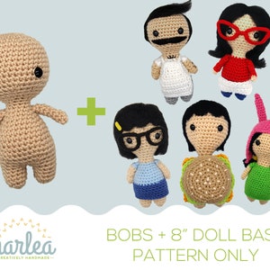 Crochet Bobs Burgers Family Collection PATTERN BUNDLE Belcher Family Bob Linda Tina Gene Louise 8 Doll Base Patterns ONLY image 1