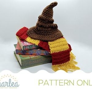 PATTERN School Sorting Set || Crochet/Handmade Pattern ONLY || DIY Newborn Photo Prop || House Scarf + Sorting Hat pdf