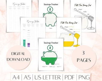 Printable Savings Tracker Bundle, Budget Planner (Digital Download)