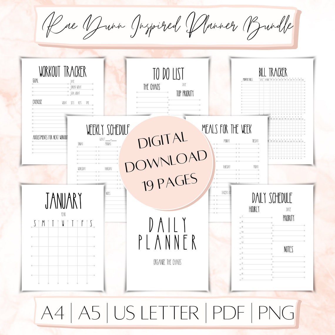 Printable Rae Dunn Daily Planner Bundle Monthly Planner Etsy