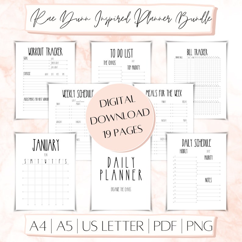 Printable Rae Dunn Daily Planner Bundle Monthly Planner Etsy