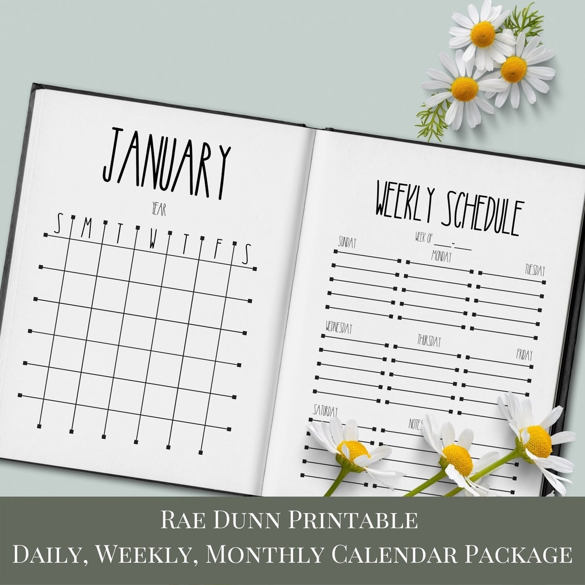 Printable Rae Dunn Daily Planner Bundle Monthly Planner Etsy