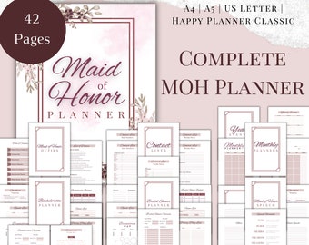 Maid of Honor Planner, Bachelorette Bridal Shower Organizer (PDF Download)