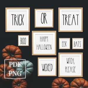 Rae Dunn Halloween Printable Wall Art, Home Decor, 30 Images, Instant Digital Download, Holiday Words and Sayings Themed, Party Signs
